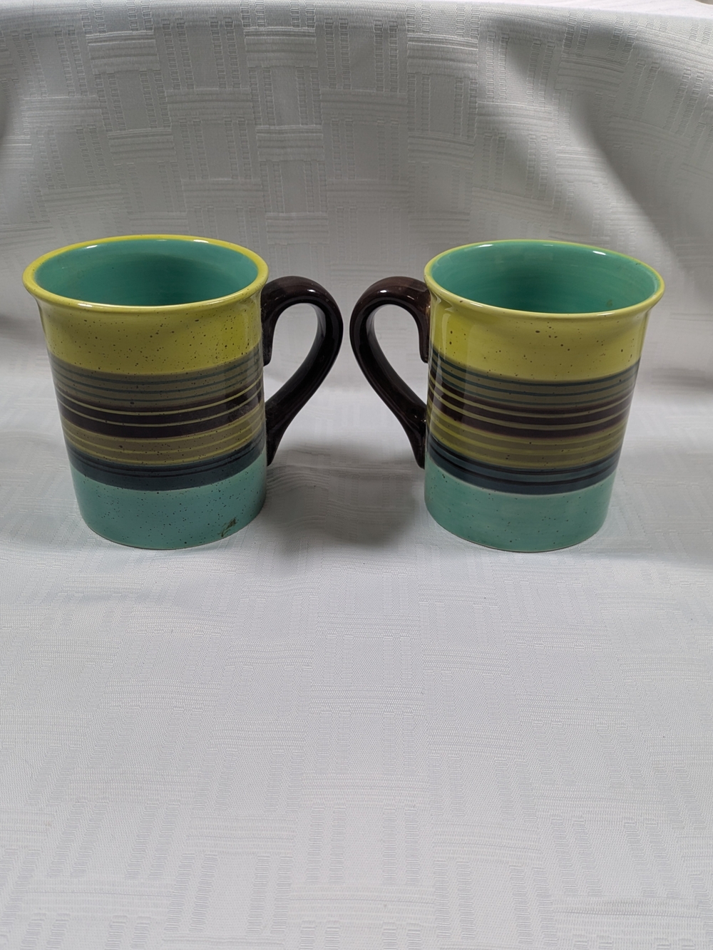 Set of 2 Certified International Nancy Green "Serape" Striped Coffee Mugs